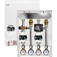 DURO SYSTEM GRUPA POMPOWA 2 SEKCJE Z ROZDZIELACZEM I OBUDOWĄ: 
1 SEKCJA- Z ZAWOREM TERMOSTATYCZNYM MIESZAJĄCYM KV 1,6 M3/H Z  POMPĄ TITANIO 25/60-130
2 SEKCJA- Z ZAWOREM MIESZAJĄCYM 3-DROGOWYM VRG 132, SIŁOWNIKIEM NR230-924 Z POMPĄ TITANIO 25/60-130