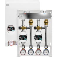 DURO SYSTEM GRUPA POMPOWA 2 SEKCJE Z ROZDZIELACZEM I OBUDOWĄ:
1 SEKCJA- Z ZAWOREM TERMOSTATYCZNYM MIESZAJĄCYM KV 1,6 M3/H Z  POMPĄ TITANIO 25/60-130 
2 SEKCJA- Z ZAWOREM TERMOSTATYCZNYM MIESZAJĄCYM KV 1,6 M3/H Z  POMPĄ TITANIO 25/60-130