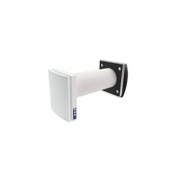 VENTS jednostka wentylacji decentralnej z ceramicznym, higroskopijnym wymiennikiem ciepła, Wifi i wylotem zewn. AH-10WHITE160, czarny panel wewnętrzny