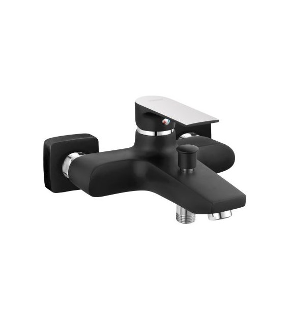FERRO ALGEO SQUARE BLACK/CHROME bateria wannowa ścienna, czarny/chrom BAQ1BLC