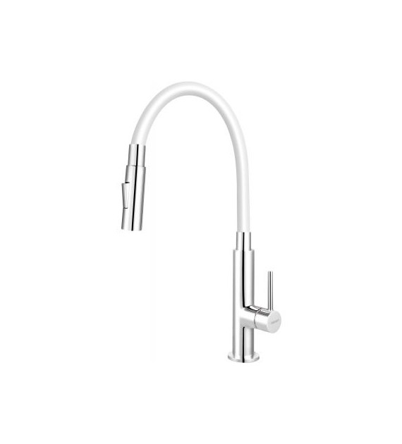 FERRO ZUMBA Slim 2F bateria zlewozmywakowa, biała elastyczna wylewka 2F, chrom BZA43W