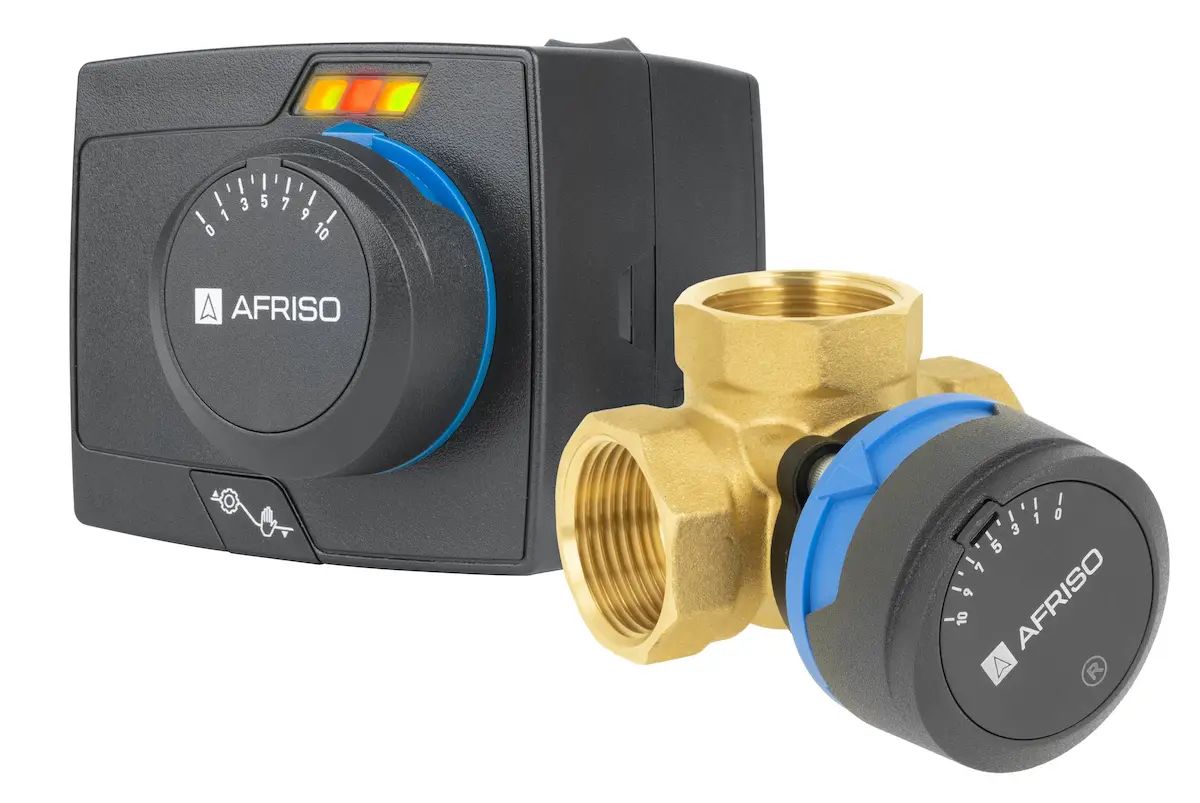 Zestaw regulacyjny ProClick: 3-drogowy obrotowy zawór mieszający ARV 384 VARIO ProClick, DN25, Rp1 , Kvs 4,5-12 + siłownik elektryczny ARM 343 ProClick AFRISO