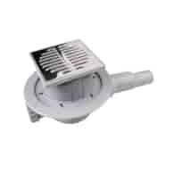 MCALPINE Wpust podłogowy wykonany z ABS z odpływem 40/50mm, czyszczony od góry z zaworem, kratka ze stali nierdzewnej115x115mm
