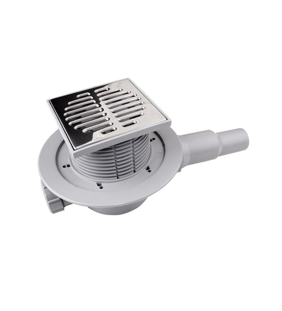 MCALPINE Wpust podłogowy wykonany z ABS z odpływem 40/50mm, czyszczony od góry z zaworem, kratka ze stali nierdzewnej115x115mm