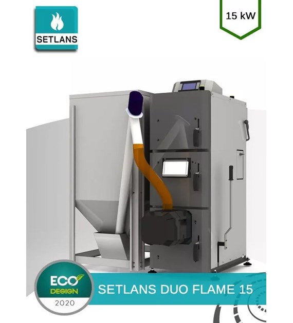 SETLANS Kocioł centralnego ogrzewania DUO FLAME 15 pelletowy