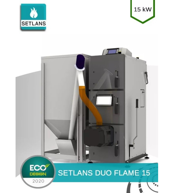 SETLANS Kocioł centralnego ogrzewania DUO FLAME 15 pelletowy