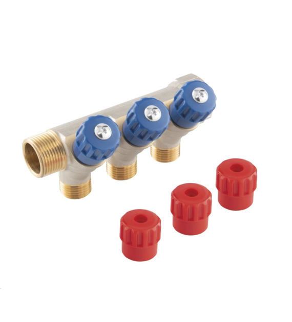 Rozdzielacz sanitarny 3/4 x1/2 , 4-drogowy ( DN20 x DN15 ) FERRO