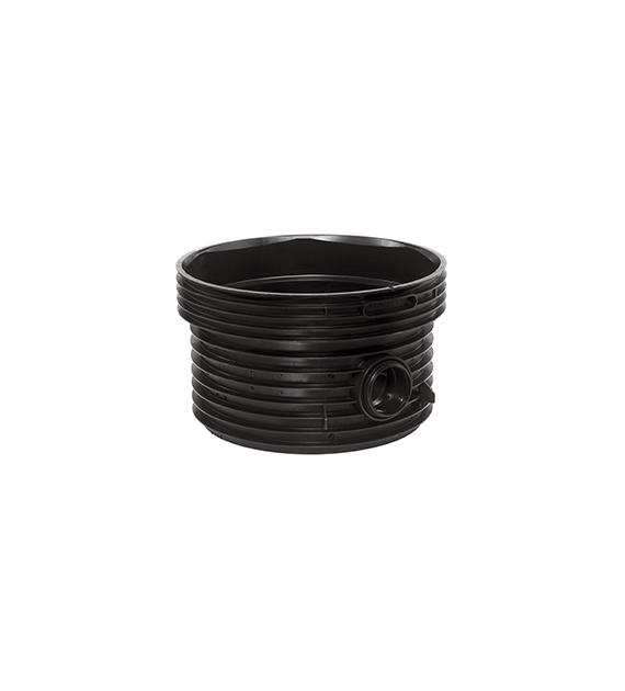 Kineta PP 1000x200 przelotowa 0st. typ I, do rury wznoszącej korugowanej 1000mm oraz rury wlotowej gładkiej 200mm, z uszczelką, kolor czarny (Tegra 1000) WAVIN
