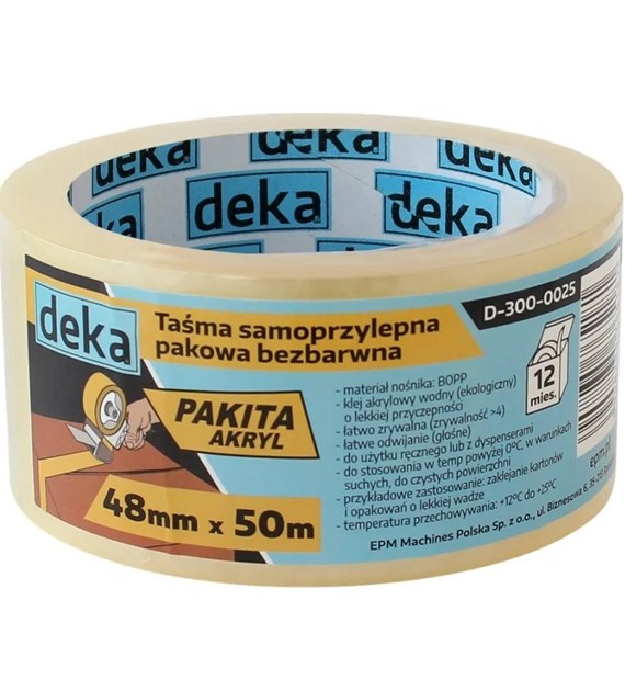 Taśma pakowa BEZBARWNA 48mm x 50m DEKA