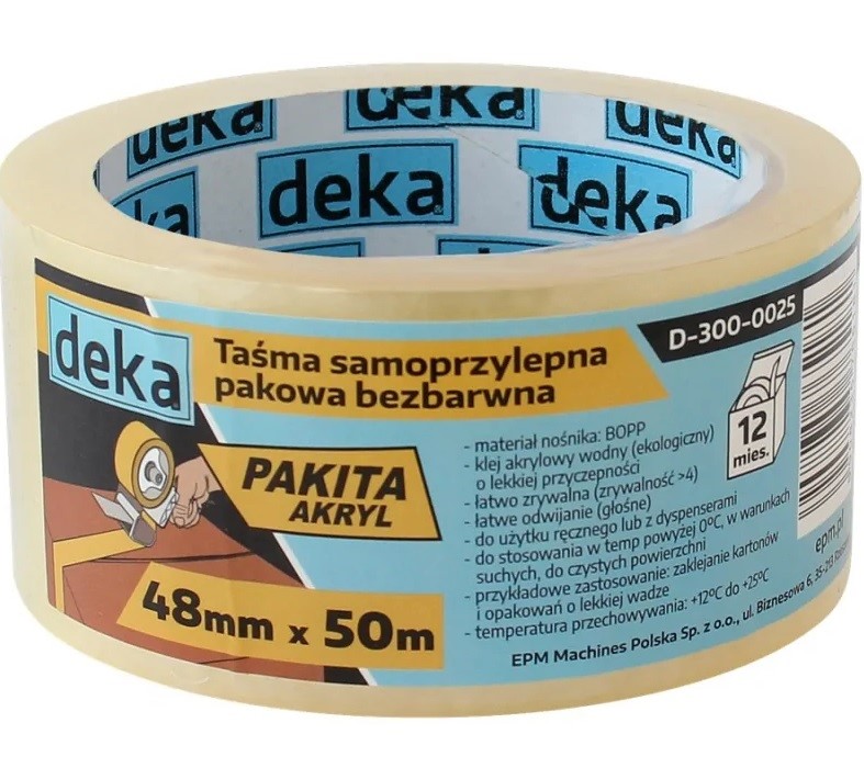 Taśma pakowa BEZBARWNA 48mm x 50m DEKA