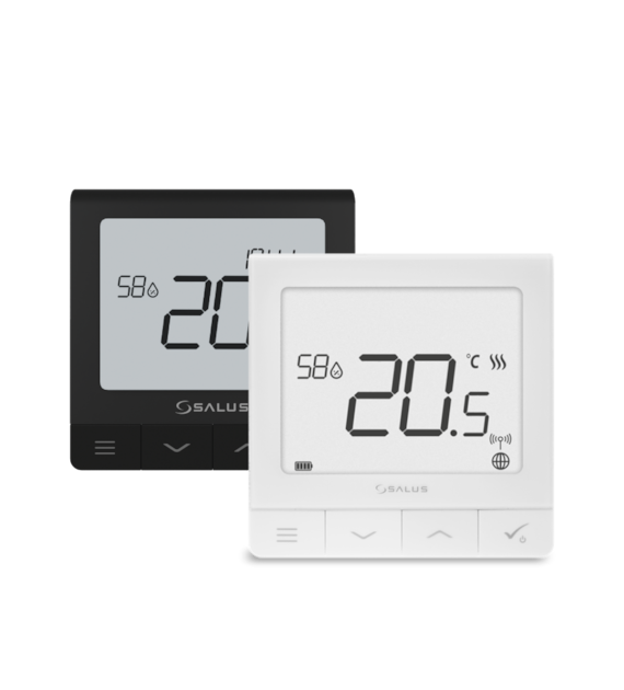 SALUS bezprzewodowy, natynkowy regulator temperatury SQ610BRF Quantum, akumulatorowy, czarny