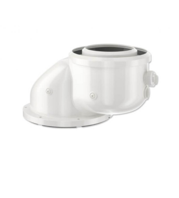 Adapter koncentryczny kotła (2716) Powietrzno-spalinowy O80/125 z króćcami pomiarowymi, przesunięcie osi przewodu o 80 mm, PP BUDERUS