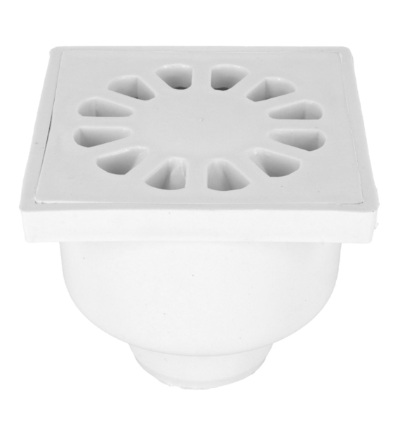 Kratka ściekowa PCV DN50 10x10 PROSTA BIAŁA DES