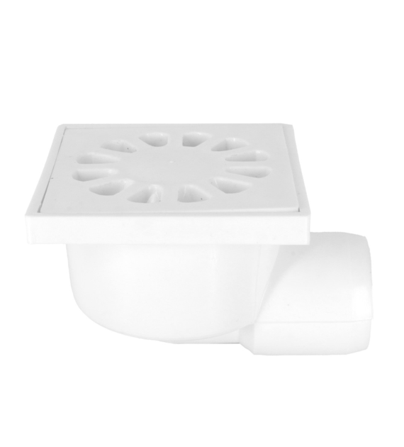 Kratka ściekowa PCV DN50 10x10 BOCZNA BIAŁA DES