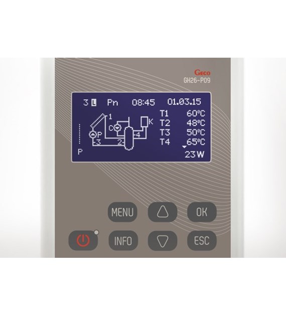 Sterownik do kolektorów słonecznych GH26-P09 (z czujnikami temperatury) ( możliwość podłączenia anody tytanowej 83.30.34 ) HEWALEX