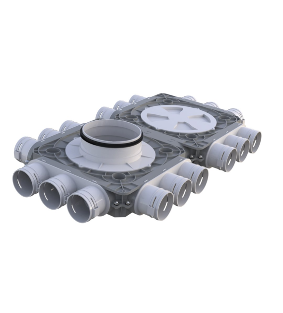 Rozdzielacz podwójny 18- króćcowy, przyłącza DN75 potrójne, 18x75/200 mm VENTS