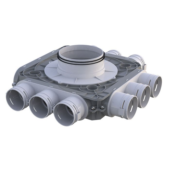Rozdzielacz 9-króćcowy, przyłącza DN75 potrójne, 9x75/200 mm VENTS