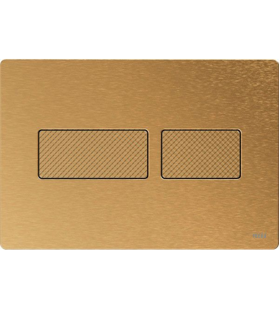 Przycisk spłukujący podwójny do WC TECEsolid 220 x 150 x 6 mm metalowy mosiądz szczotkowany o strukturze diamentowej