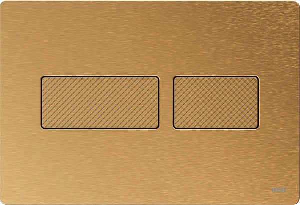 Przycisk spłukujący podwójny do WC TECEsolid 220 x 150 x 6 mm metalowy mosiądz szczotkowany o strukturze diamentowej