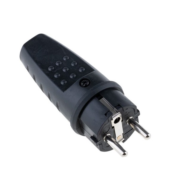 Wtyczka gumowa prosta z uziemieniem IP44, czarna OR-AE-1315
