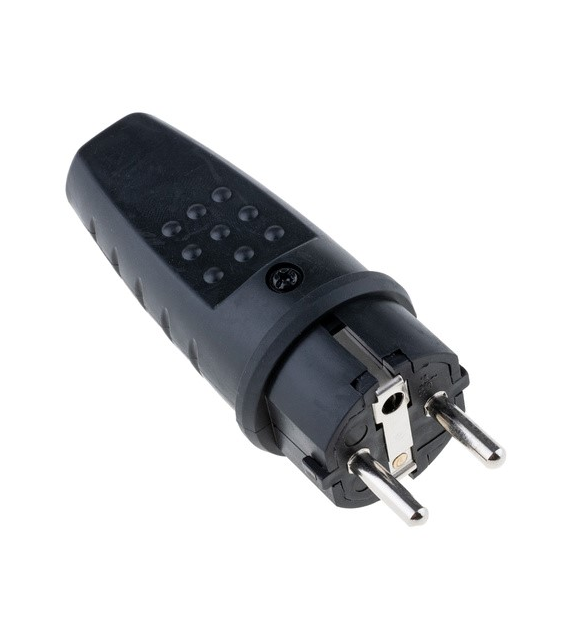 Wtyczka gumowa prosta z uziemieniem IP44, czarna OR-AE-1315