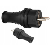 Wtyczka gumowa 16A 230V IP44 hermetyczna CZARNA ADELID
