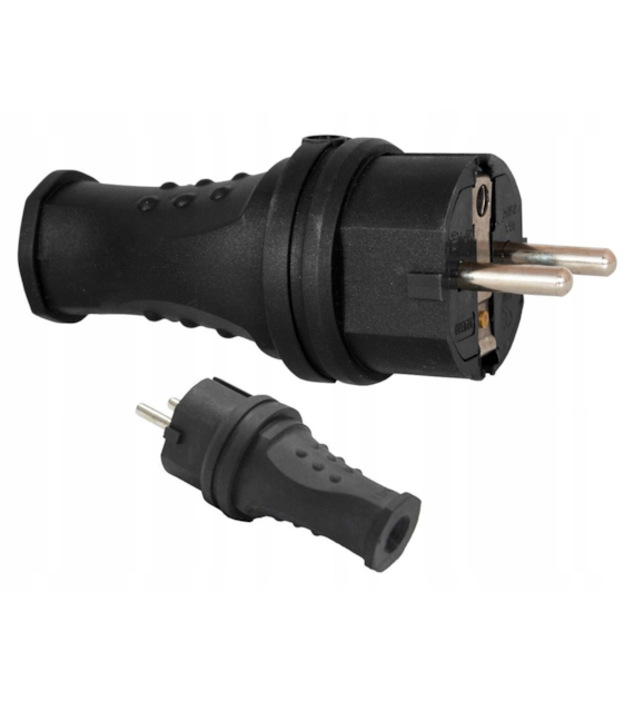 Wtyczka gumowa 16A 230V IP44 hermetyczna CZARNA ADELID