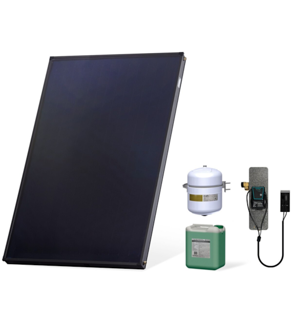 Zestaw solarny Komfort HX00-1KS2600.X001 Zestaw solarny Komfort  dla 1-3 osób: kolektor słoneczny KS2600 (1 szt.), zespół pompowy ALEX HX10 MS (ze sterownikiem MiniSOL) HEWALEX