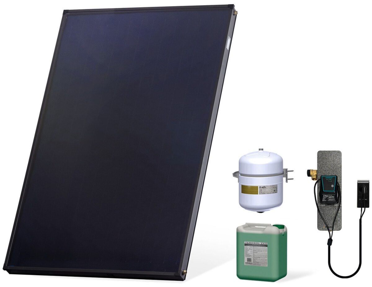 Zestaw solarny Komfort HX00-1KS2600.X001 Zestaw solarny Komfort  dla 1-3 osób: kolektor słoneczny KS2600 (1 szt.), zespół pompowy ALEX HX10 MS (ze sterownikiem MiniSOL) HEWALEX