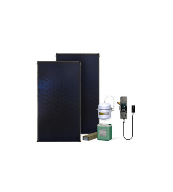 Zestaw solarny Komfort HX00-2KS2600.X009 Zestaw solarny Komfort dla 4-5 osób: kolektor słoneczny KS2600 (2 szt.), zespół pompowy ALEX HX10 MS (ze sterownikiem MiniSOL)